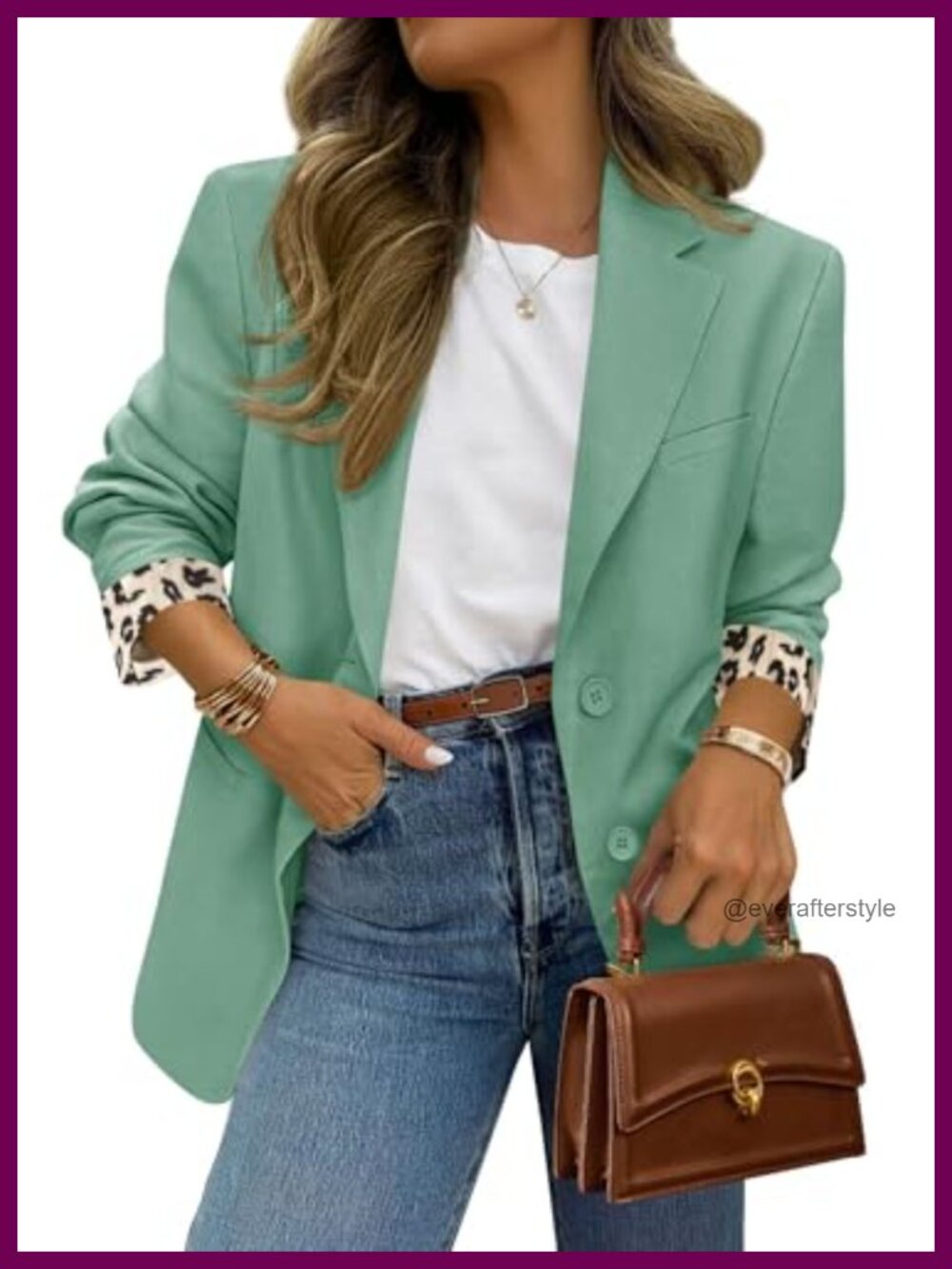Womens Open Front Leopard Lined Blazer Suit Jacket Button Notch Lapel